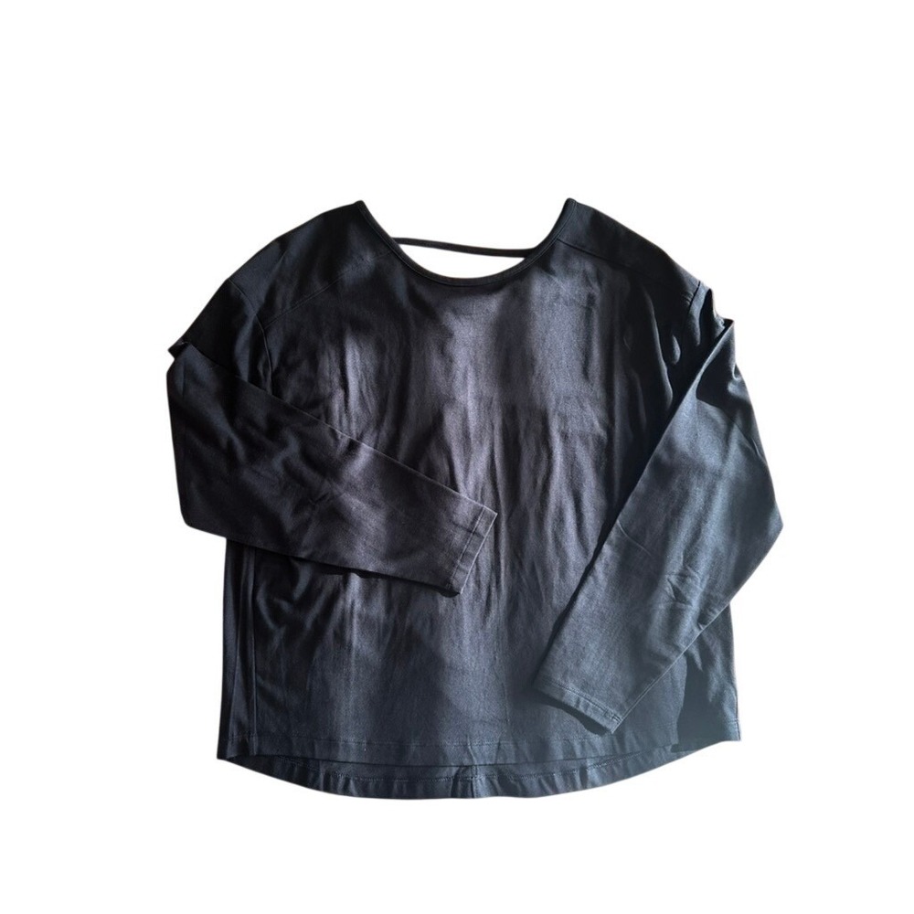 Members Mark Womens Black Long Sleeve Active Tee Keyhole Back Shirt Small SW3203